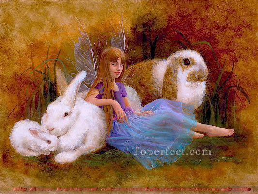 fairy and rabbits for kid Oil Paintings